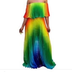 Rainbow print chiffon maxi dress